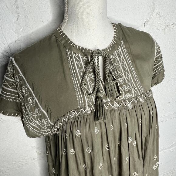 Sundance Woman's Green Embroidered Sequin Tassel Aura Dress w/ Pockets Sz Small - Picture 4 of 8